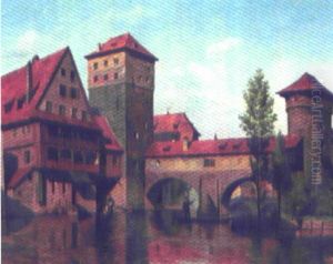 Byparti Med Figurer, Nurnberg by August Fischer