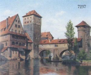 Kanalparti Med Huse Fra Nurnberg by August Fischer