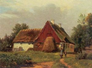 Gardexterior Med To Born, Sommer by August Fischer