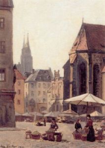 Parti Fra Hauptmarkt I Nurnberg by August Fischer