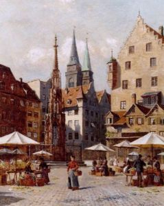 Parti Fra Hauptmarkt I Nurnberg by August Fischer
