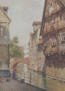 Byprospekt Med Renaessancehuse Ved En Flod, Nurnberg by August Fischer