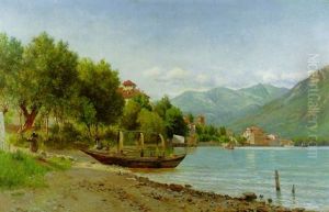 View Of Lake Lugano And The Northern Italian Alps by August Fischer