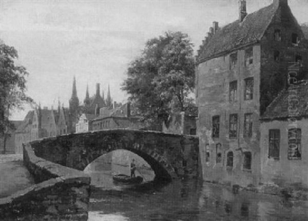 Kanalpartie In Brugge Mit Dem Gotischen Rathaus - view 1