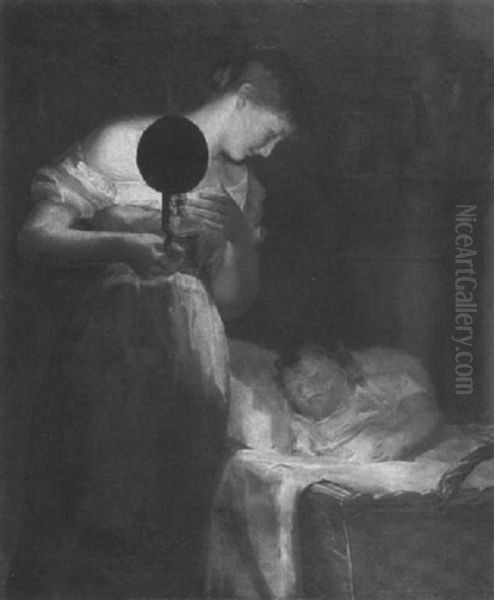 Mother Minding Sleeping Child - view 1