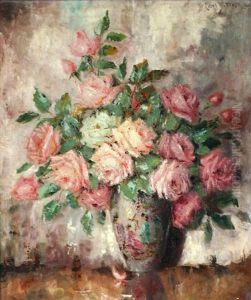 Ein Straus Rosa Rosen In Einer Vase Ein Straus Rosa Rosen In Einer Vase