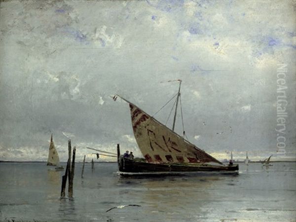 Venezianisches Marktboot In Der Lagune Vor Venedig - view 1