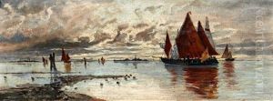 Abendstimmung In Der Lagune Vor Venedig by Eduard Fischer