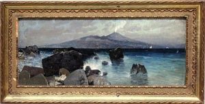 Blick Von Der Caprikuste Auf Den Vesuv by Eduard Fischer