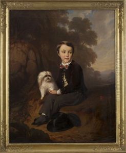 Portrait Of A Boy And His Dog by Ernst Georg Fischer