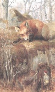 Hostlandskap Med Smygande Rav Och Grongoling by Gustaf Ericson Fischer