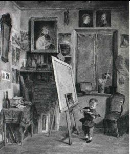 Den Lille Maler Ved Staffeliet by Gustaf Ericson Fischer