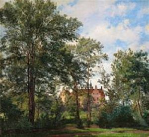 Skovsbo Manor On Funen Seen Through The Trees