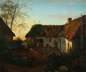 A Thatched Farm At Sunrise