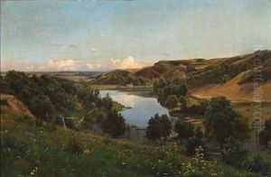 Sommermorgen. Prospekt Af Gudenaa Seet Fra En Brat Hoide Henimod Eier Bavnehoi (danmarks Hoieste Punkt)