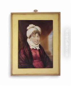Queen Charlotte (1744-1818), Seated, In Red Dress, Claret Shawl Draped Over Her Shoulders, White Turban Over Her Curling Hair