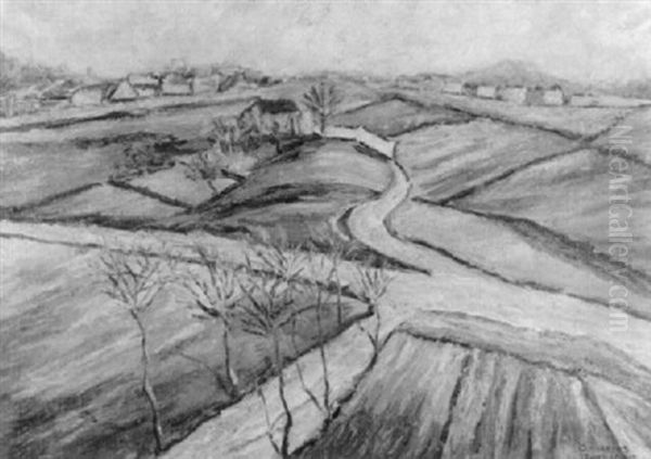 Hugelige Landschaft Mit Feldern Und Dorfern - view 1