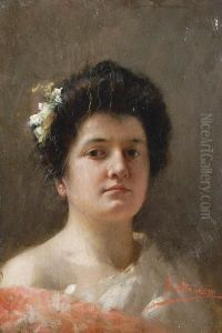 Portrait Of A Young Lady by Natale Attanasio
