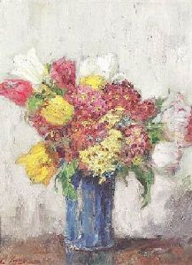 Blumenstilleben Mit Tulpen In Einer Blauen Vase Blumenstilleben Mit Tulpen In Einer Blauen Vase