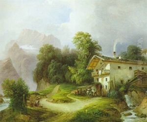 Schmiede Am Konigsee Bei Berchtesgaden by Ludwig Fischer