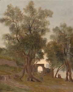 Landschaft Mit Figurlicher Staffage Bei Torbole by Ludwig Hans Fischer