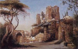 Vor Der Stadtmauer Einer Orientalischen Stadt by Ludwig Hans Fischer
