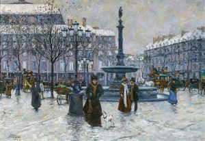 Parisian Street Scene by Paul Fischer
