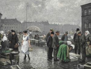 Gammel Strand In Copenhagen by Paul Fischer