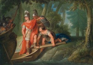 Szene Aus Tassos Rinaldo Und Armida. Carlo Und Ubaldo Schiffen Sich Ein, Um Rinaldo Zu Uberreden, Armida Zu Verlassen by Vinzenz Fischer