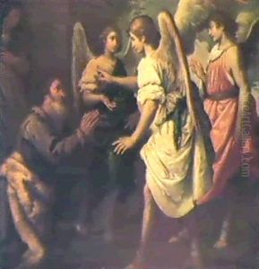 Abramo E Gli Angeli by Felice (il Risposo) Fischerelli
