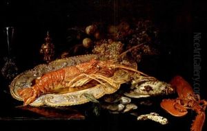 Prunkstillleben Mit Languste, Hummer, Rebhuhn Und Austern
