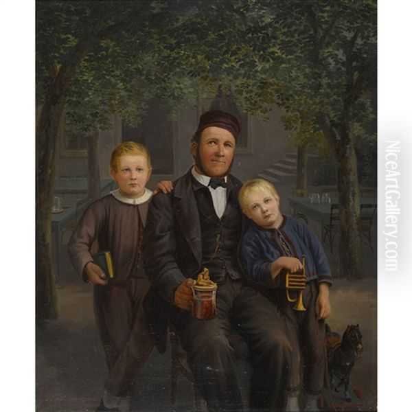 Pere Avec Ses Deux Fils - view 1
