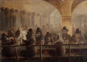 Baren In Der Taverne by Jakob Henri Fischer-Hinnen