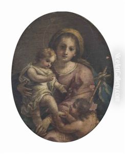 The Madonna And Child With Saint John The Baptist by Fedele Fischetti