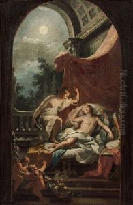 Psyche Devoilant Cupidon Endormi by Fedele Fischetti
