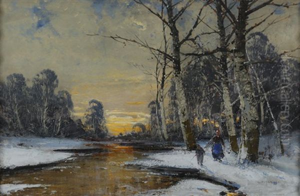 Holzsammler In Der Winteraulandschaft - view 1