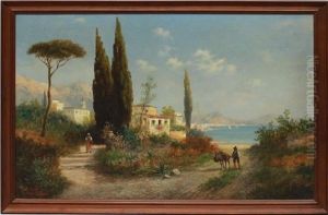 Meeresbucht Von Neapel Mit Blick Auf Den Vesuv by Georg Fischhof
