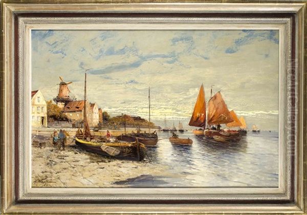 Fischer Am Hafen Einer Hollandischen Stadt - view 1