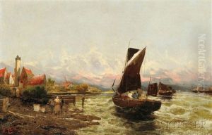Shore With Fishermen by Georg Fischhof