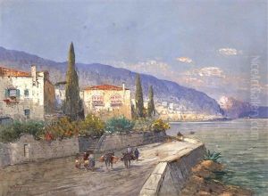 Italienischer Kustenstreifen (amalfi?) by Georg Fischhof