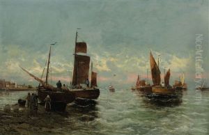 Fischerboote An Der Hollandischen Kuste by Georg Fischhof