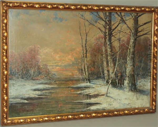 Winterliche Aulandschaft Mit Figurlicher Staffage - view 1