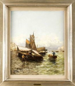 Sommerliche Uferpartie Eines Sizilianischen Fischerdorfes by Georg Fischhof