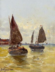 Fischerbarken An Der Adriatischen Meereskuste by Georg Fischhof