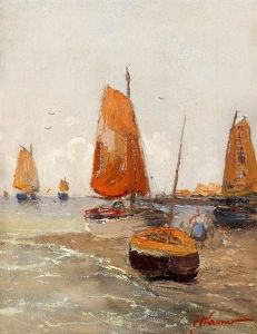 Fischerbarken An Der Adriatischen Meereskuste by Georg Fischhof