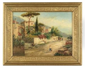 Kustenlandschaft Mit Figuraler Staffage (capri ?) by Georg Fischhof