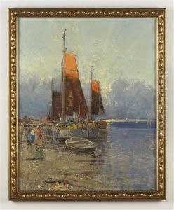 Fischerboote Im Hafen by Georg Fischhof