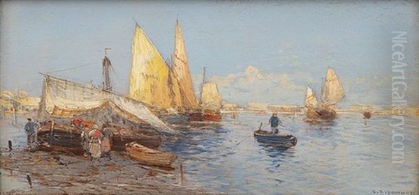 Hollandische Kustenlandschaft Mit Fischerbooten - view 1