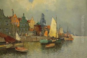 Hafenansicht Mit Zahlreichen Fischerbooten