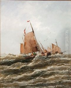 Venetian Fishing Boats On The Adriatic Sea by Georg Fischhof